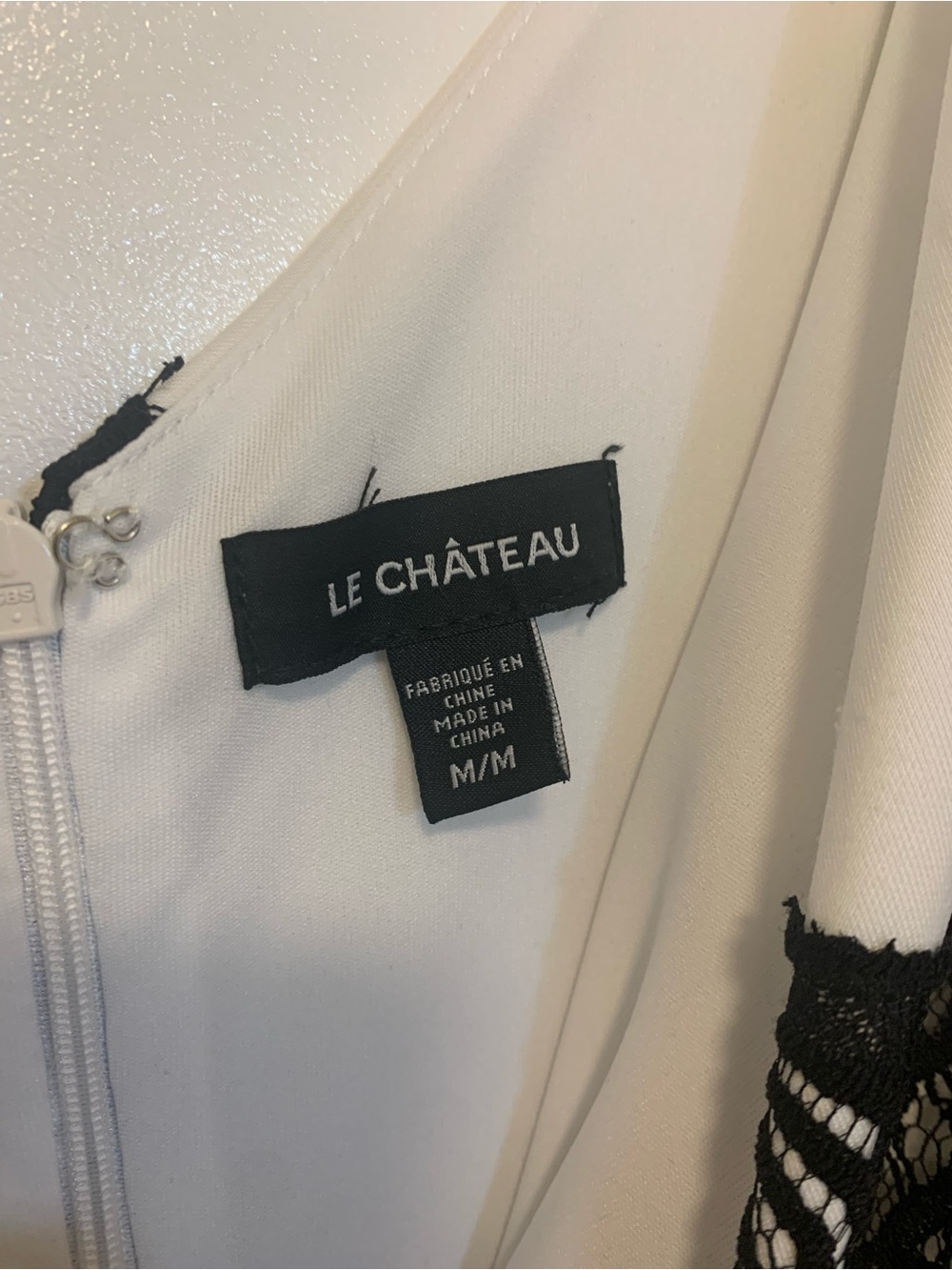 le chateau Medium White Dress with Black Lace Overlay - Picture 5 of 6